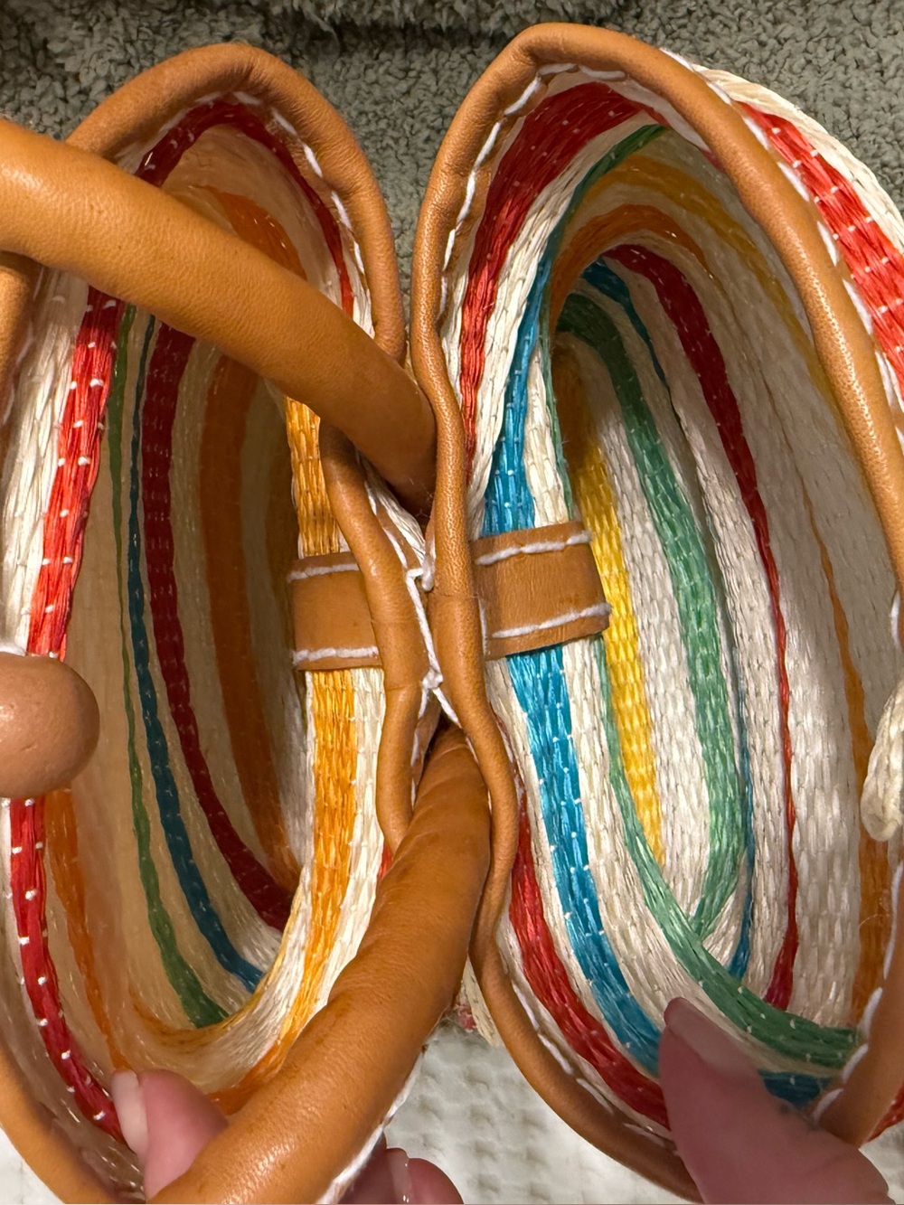 Vintage Woven Straw Top-Handle Bag in Multicolor - Picture 5 of 7